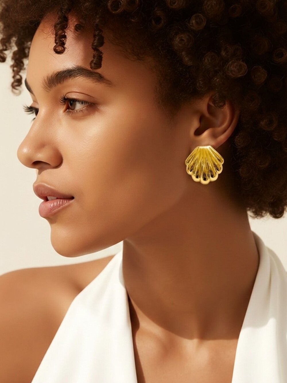 Mayamar Sculptural Gold-plated Shell Earrings & Gift Bag